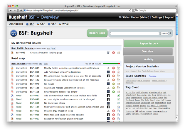 Bugshelf Project Screen